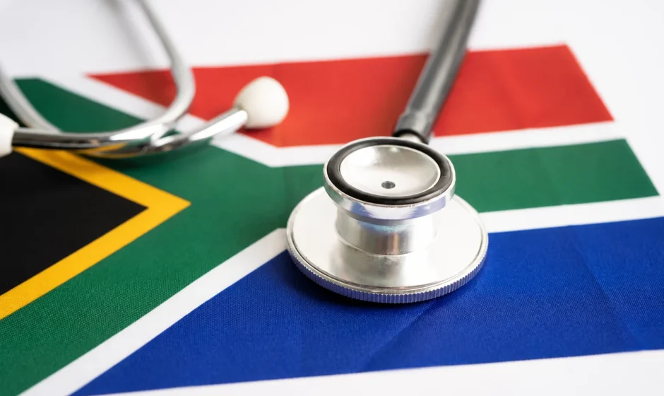 Stethoscope on a South African flag representing healthcare jobs under the Critical Skills Visa Image title: South Africa Critical Skills Visa Healthcare Jobs 2026